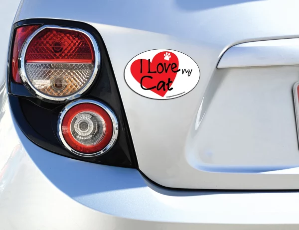 I Heart My Cat Oval Magnet - Image 3