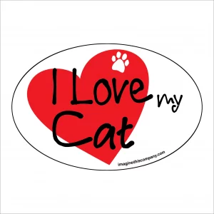 I Heart My Cat Oval Magnet