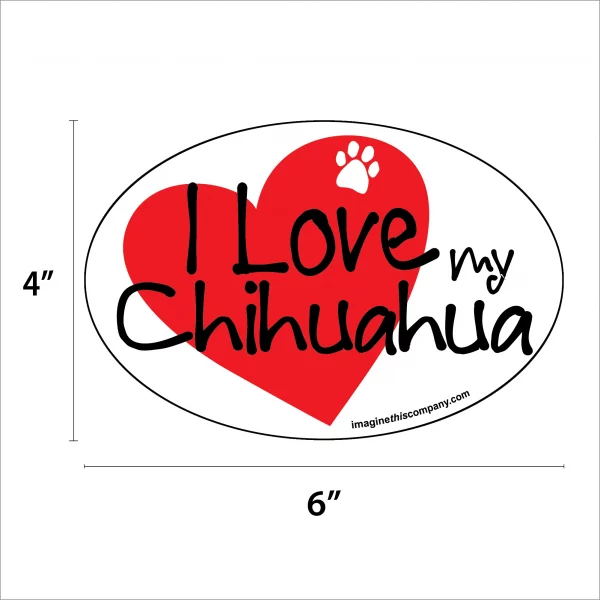 I Heart My Chihuahua Oval Magnet - Image 2