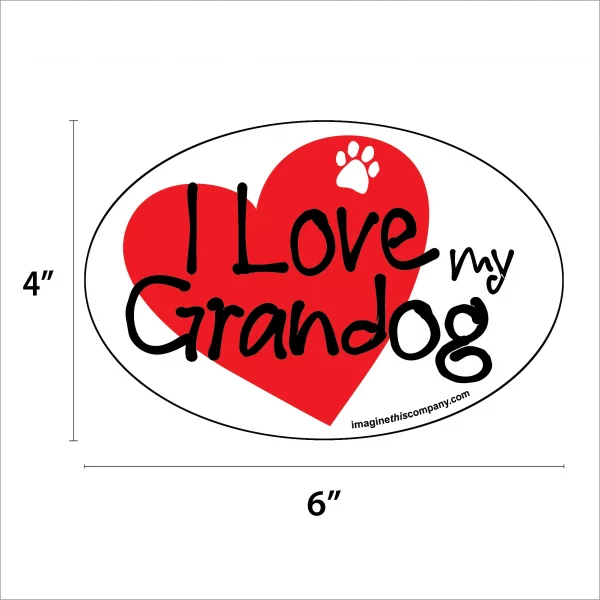 I Heart My Grandog Oval Magnet - Image 2