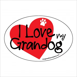 I Heart My Grandog Oval Magnet