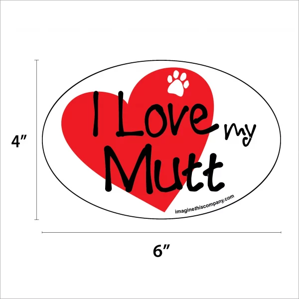 I Heart My Mutt Oval Magnet - Image 2