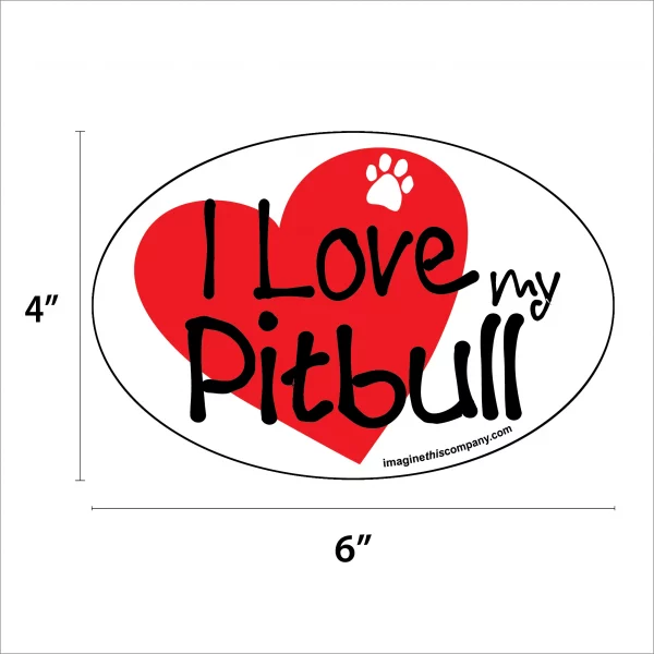 I Heart My Pit Bull Oval Magnet - Image 2