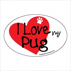 I Heart My Pug Oval Magnet