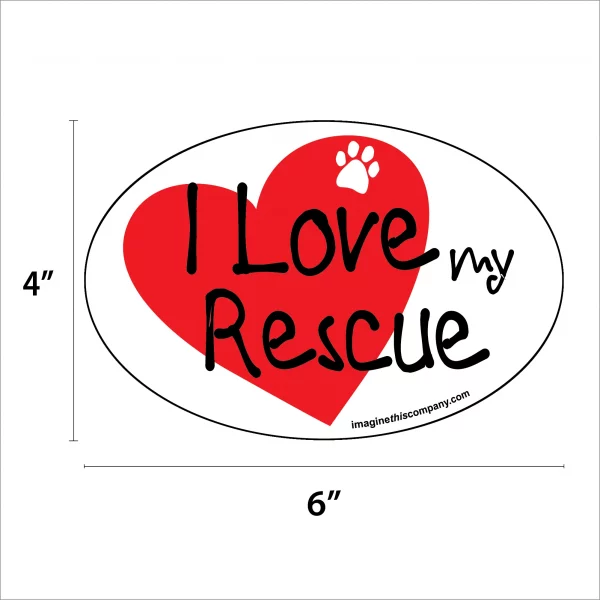 I Heart My Rescue Oval Magnet - Image 2