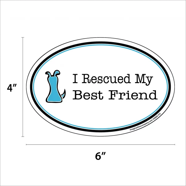 I Rescued My Best Friend Blue Oval Magnet - Image 2