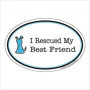 I Rescued My Best Friend Blue Oval Magnet