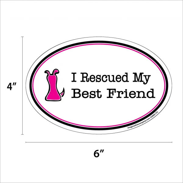I Rescued My Best Friend Pink Oval Magnet - Image 2