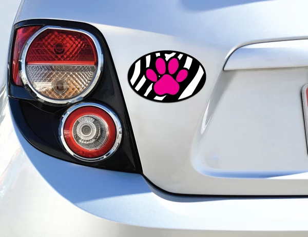 Pink Zebra Paw Oval Magnet - Image 3