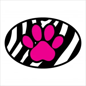 Pink Zebra Paw Oval Magnet