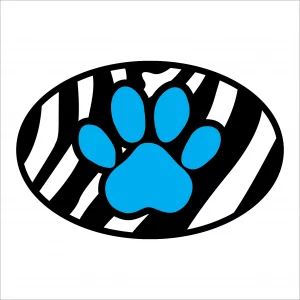 Blue Zebra Paw Oval Magnet