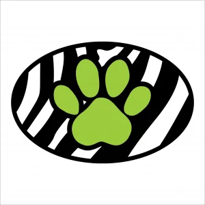 Green Zebra Paw Oval Magnet