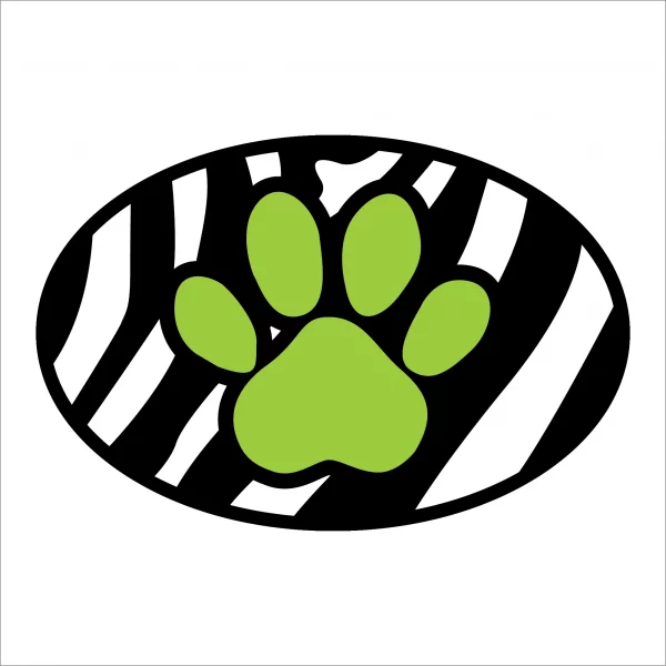 Green Zebra Paw Oval Magnet