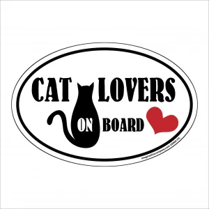 Cat Lovers on Board Oval Magnet