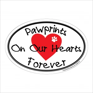 Pawprints on Our Hearts Forever Oval Magnet