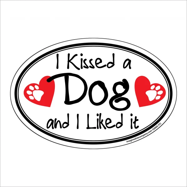 I Kissed A Dog Oval Magnet