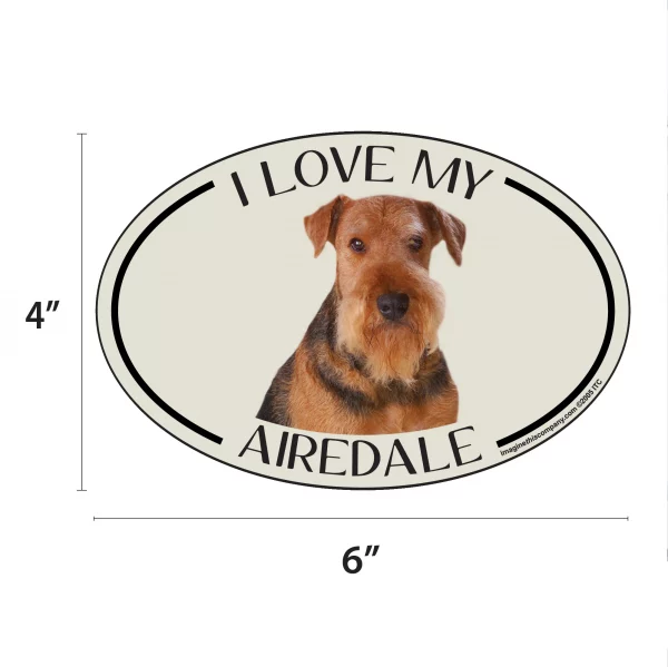 I Love my Airedale Breed Oval Magnet - Image 2