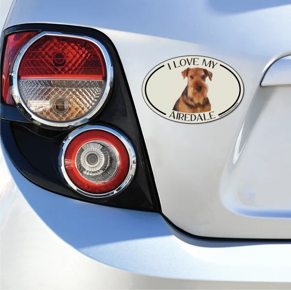 I Love my Airedale Breed Oval Magnet - Image 3