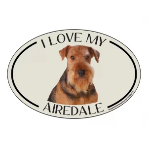 I Love my Airedale Breed Oval Magnet