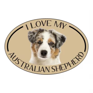 I Love my Aussie Breed Oval Magnet