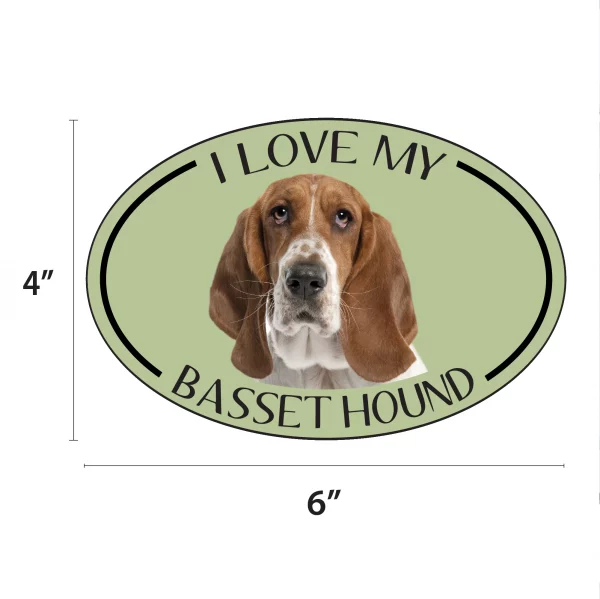 I Love my Basset Breed Oval Magnet - Image 2