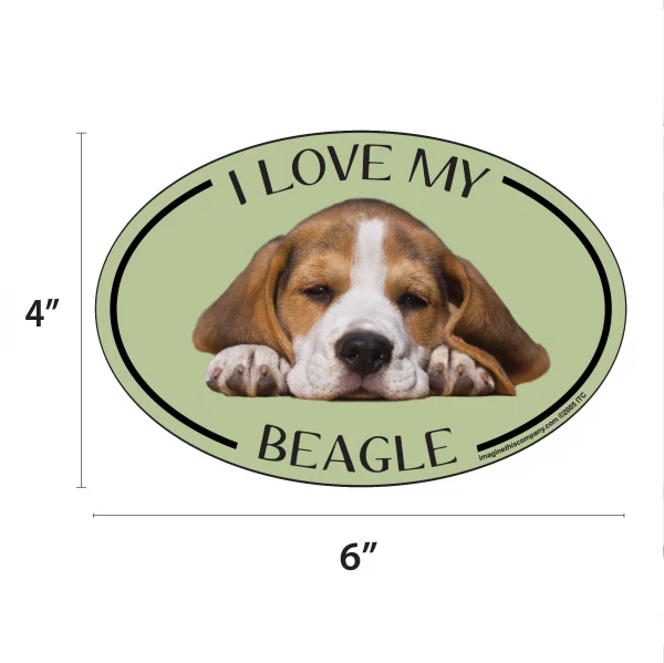 I Love my Beagle Breed Oval Magnet - Image 2
