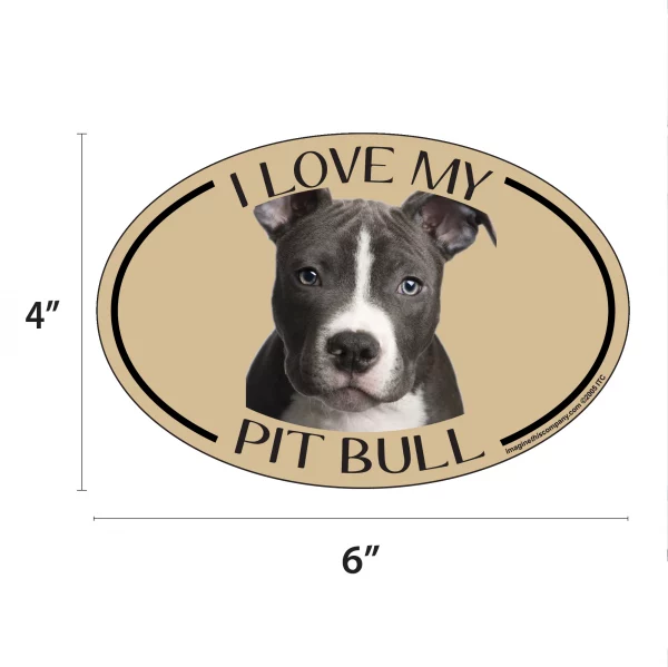 I Love my Pit Bull Magnet - Oval Shaped 4" x 6" - Image 2