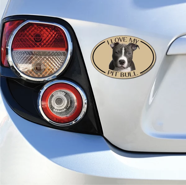 I Love my Pit Bull Magnet - Oval Shaped 4" x 6" - Image 3