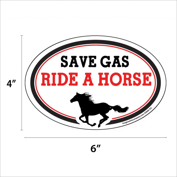 Save Gas Ride A Horse Oval Magnet - Image 2