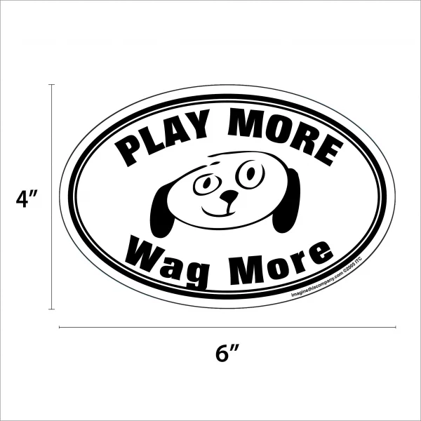 Play More Wag More Oval Magnet - Image 2