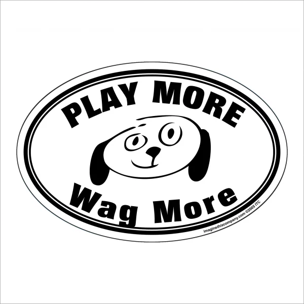 Play More Wag More Oval Magnet