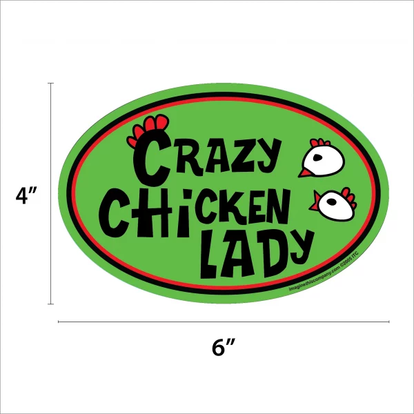Crazy Chicken Lady Green Oval Magnet - Image 2