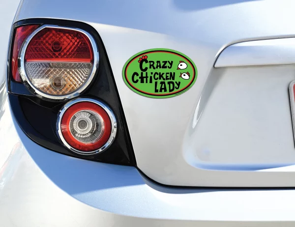 Crazy Chicken Lady Green Oval Magnet - Image 3