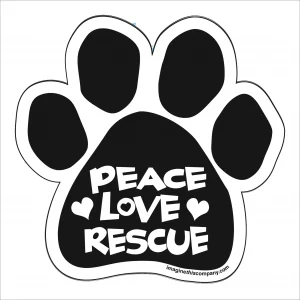 Peace Love Rescue Paw Magnet