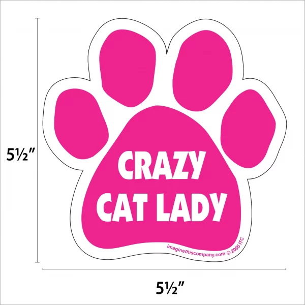 Crazy Cat Lady Pink Paw Magnet - Image 2