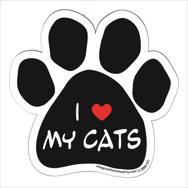 I Love My Cats Paw Magnet