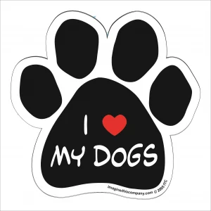 I Love My Dogs Paw Magnet
