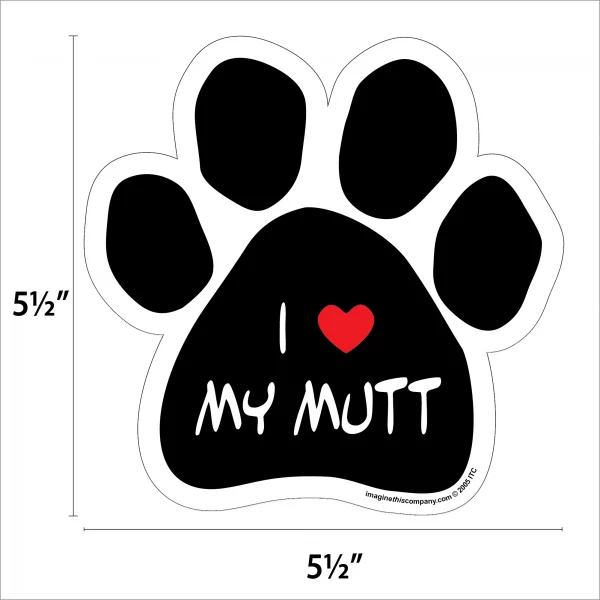 I Love My Mutt Paw Magnet - Image 2