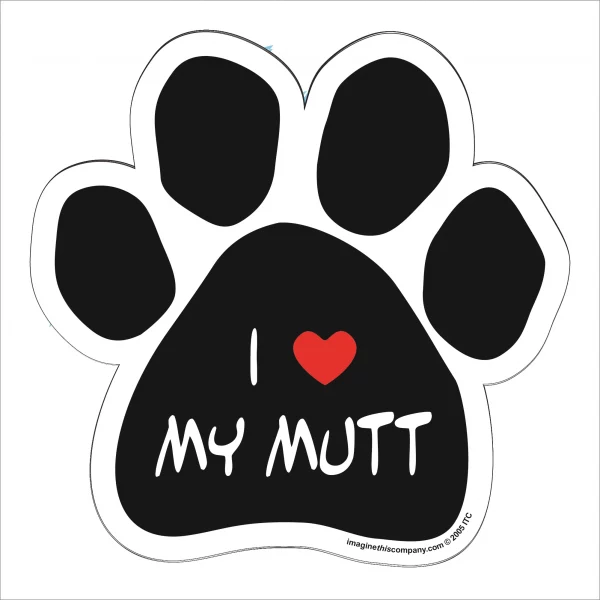 I Love My Mutt Paw Magnet