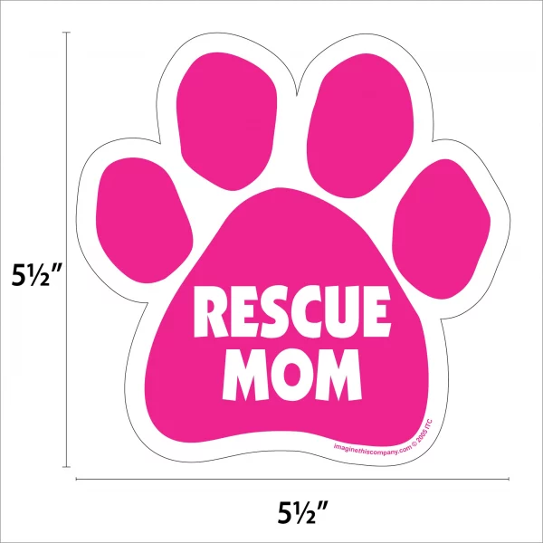Rescue Mom Pink Paw Magnet - Image 2