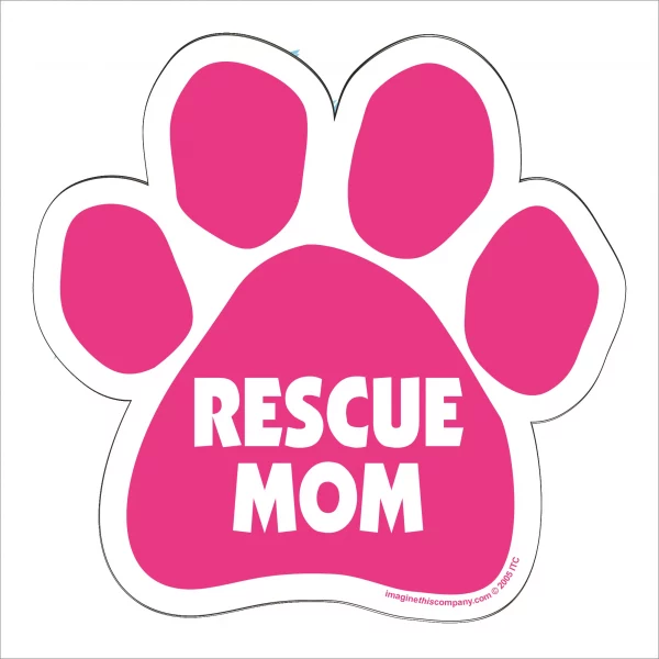 Rescue Mom Pink Paw Magnet