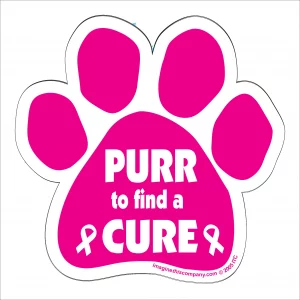 Purr To Find A Cure Pink Paw Magnet