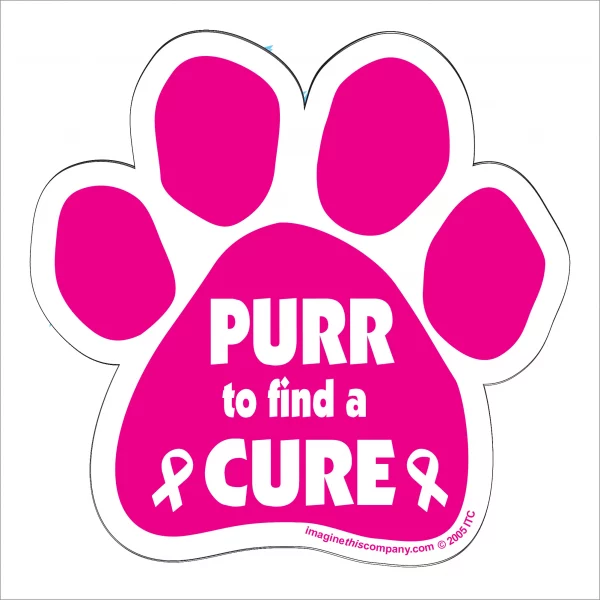 Purr To Find A Cure Pink Paw Magnet