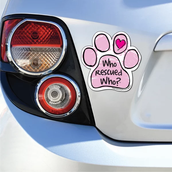 Pink Who Rescued Who Paw Magnet - Image 3