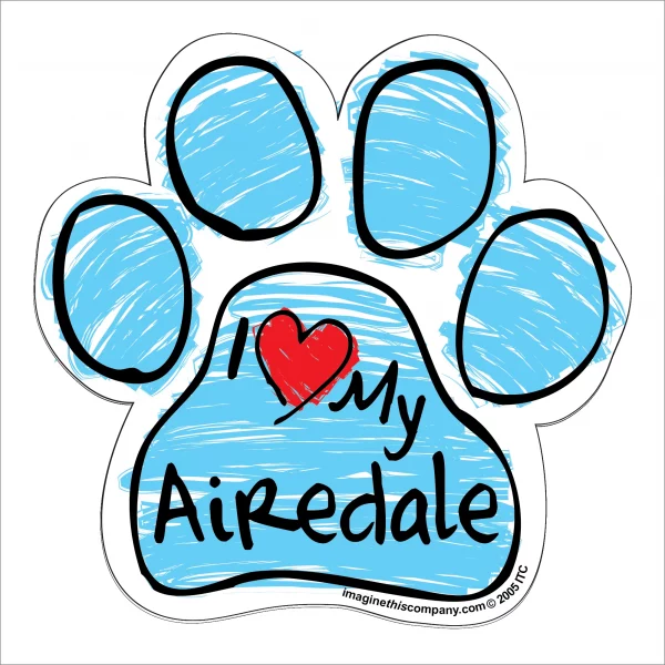 Airedale Blue Scribble Paw Magnet