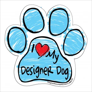 Designer Dog Blue Scribble Paw Magnet