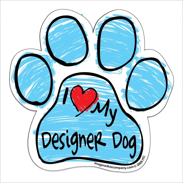 Designer Dog Blue Scribble Paw Magnet
