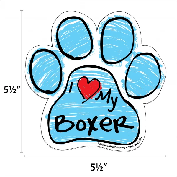 Boxer Blue Scribble Paw Magnet - Image 2