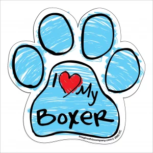 Boxer Blue Scribble Paw Magnet