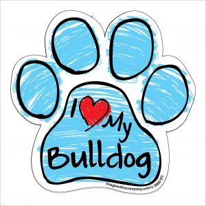Bulldog Blue Scribble Paw Paw Magnet
